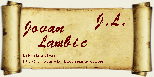 Jovan Lambić vizit kartica